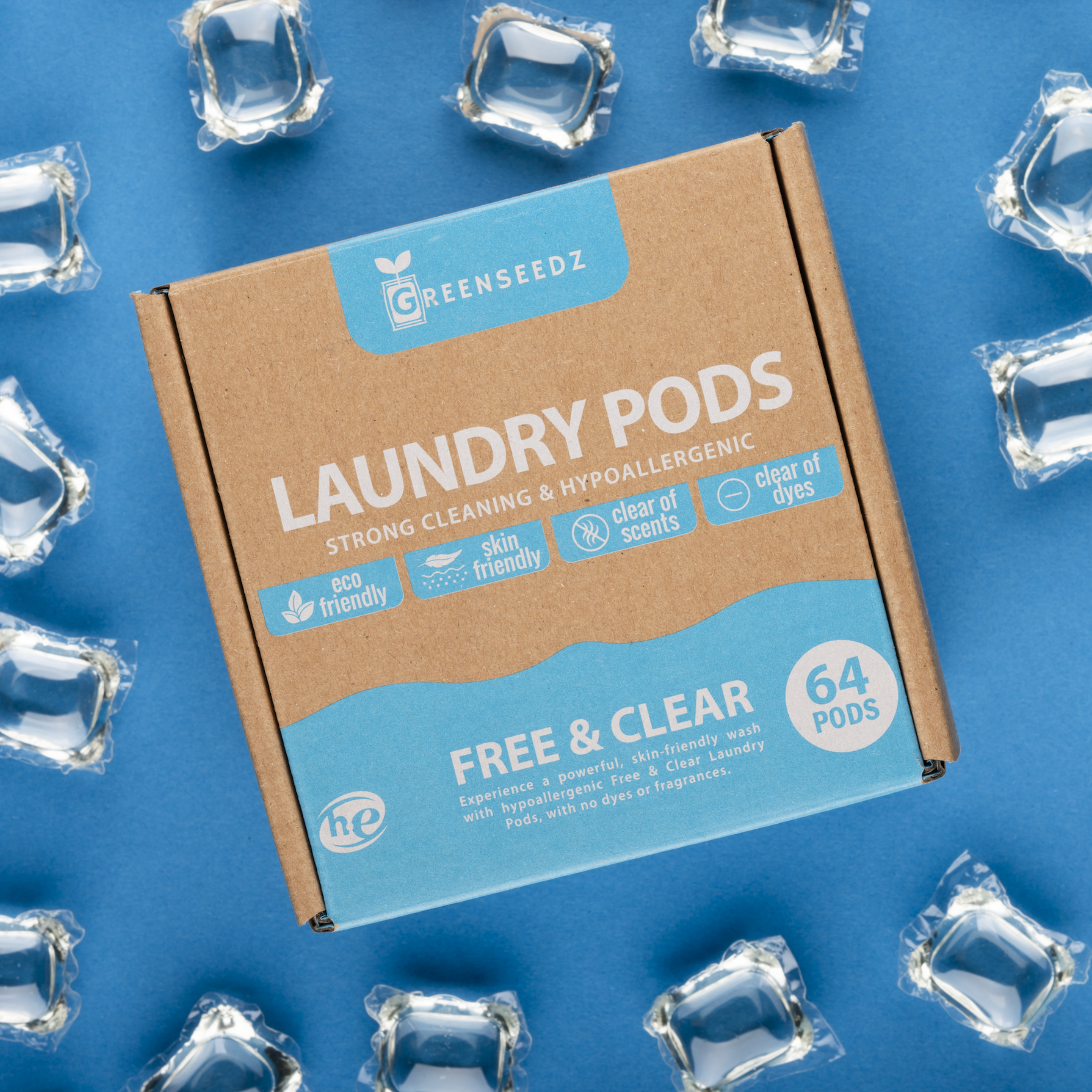 Free & Clear Hypoallergenic Eco Friendly Laundry Detergent Pods, 64 Pacs