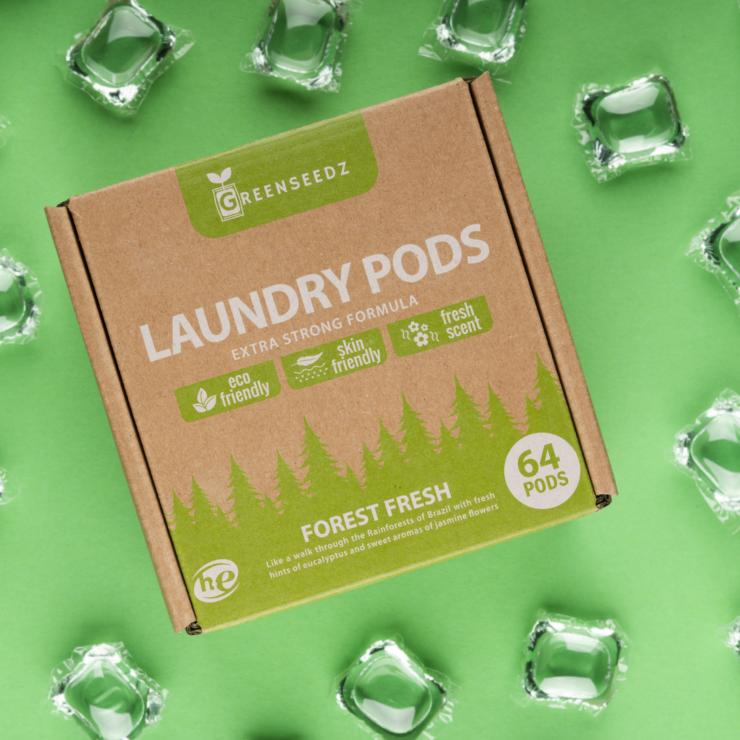 Laundry Detergent Pods, 64 Pacs